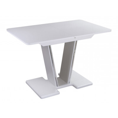 Кухонный стол  Танго ПР со стеклом с ножками 03 Белый / Белое стекло, Большой