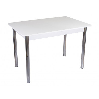 Кухонный стол  Танго ПР 02 со стеклом Белый / Белое стекло, Малый