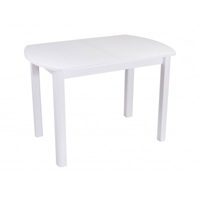 Кухонный стол  Танго ПО со стеклом с ножками 04 Белый / Белое стекло, Малый