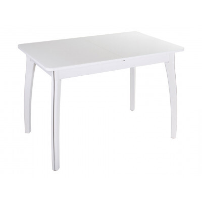 Кухонный стол  Танго ПР со стеклом с ножками 07 Белый / Белое стекло, Большой