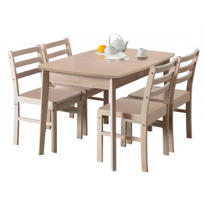Обеденная группа для столовой и гостиной  Стол обеденный раздвижной (овальная крышка) + 4 стула Массив Выбеленная береза
