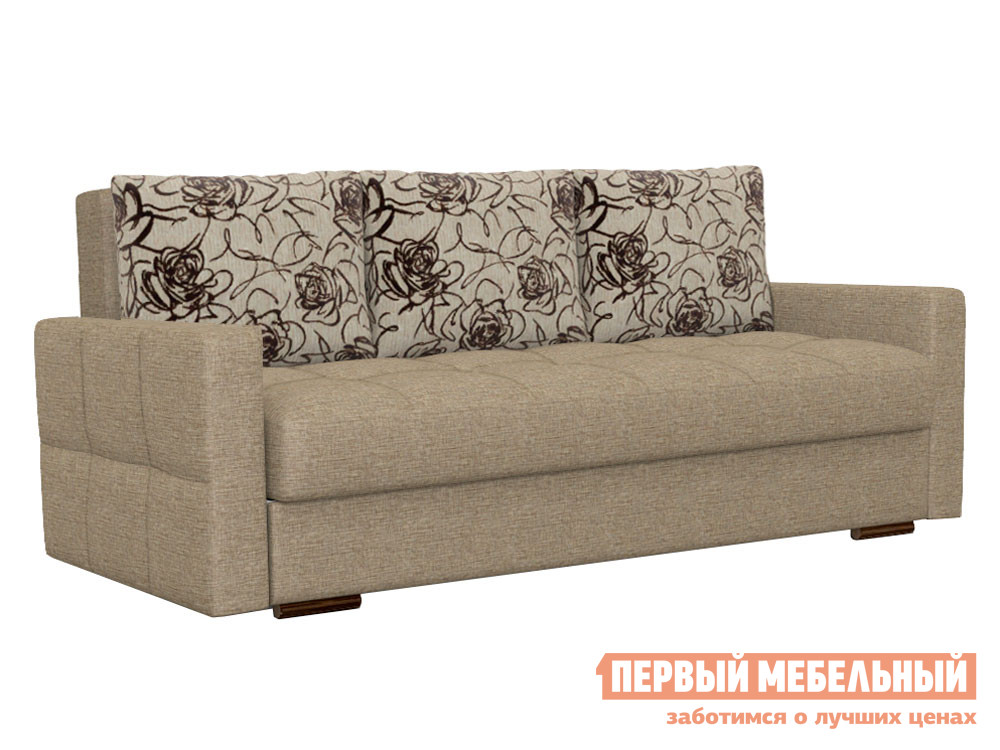 Прямой диван Диван Лира Комфорт с боковинами (Боннель) 1400 Х 1900 мм, Модерн Эскада, рогожка / Rose 2