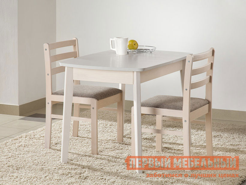 Обеденная группа для столовой и гостиной  Стол обеденный раздвижной (овальная крышка) + 2 стула массив полумягкий Капучино / Модерн Серый