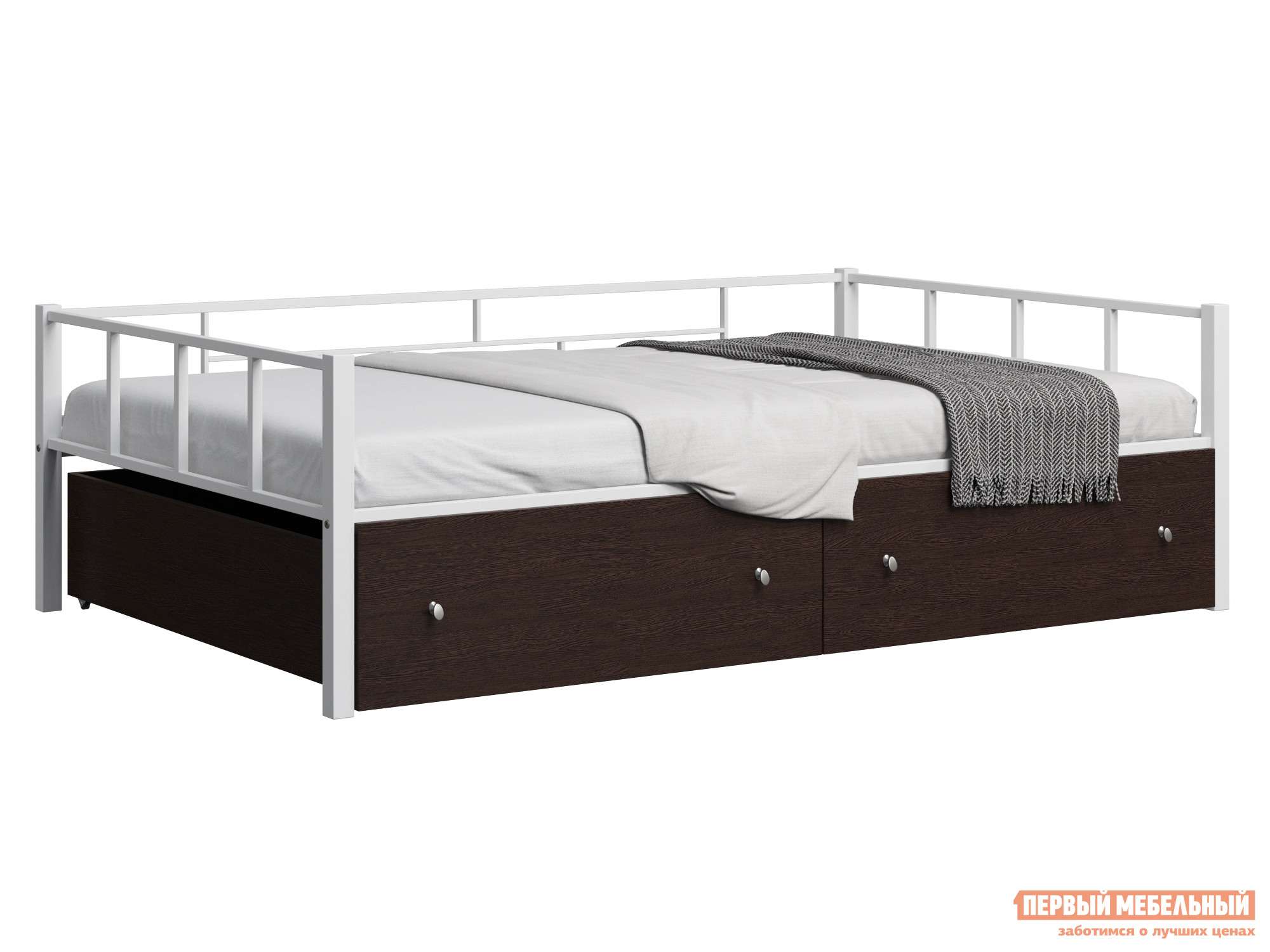 Детская кровать  Детская кровать Арга Белый / Венге, 120х190 см, С ящиками